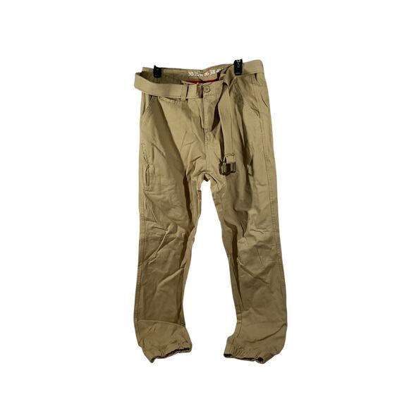 Cargo Pants Mens 36 Relaxed Straight Brown Belted Y2K Skater - Picture 1 of 5